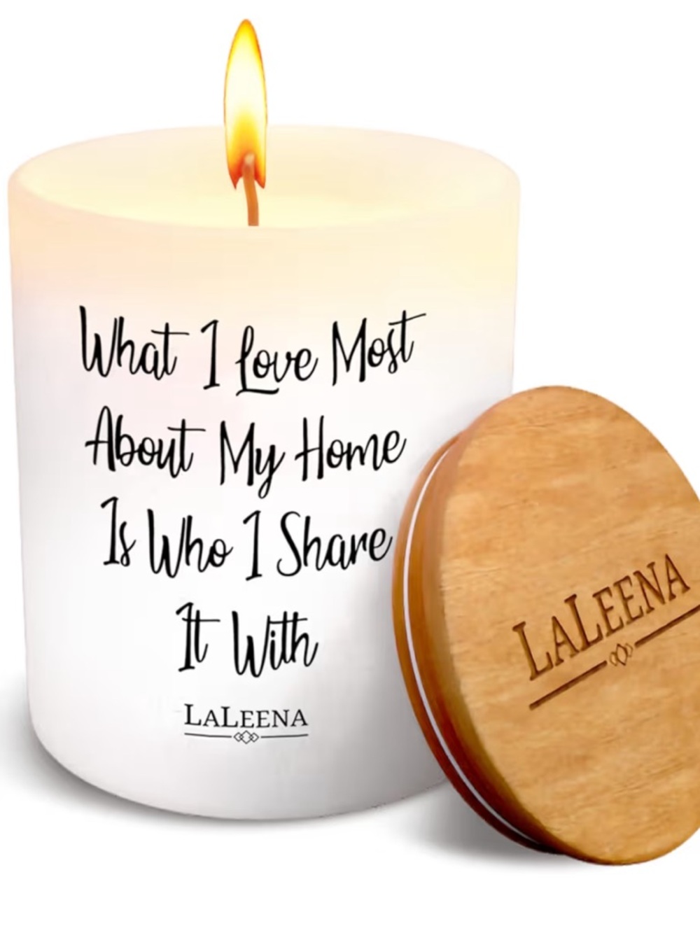 White Candle with Gold Lid - 'What I Love Most'